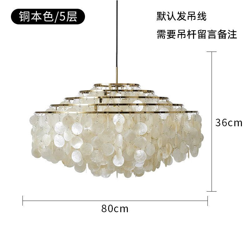 French Romantic Shell Chandelier Cream Wind Living Room Chandelier Italian Designer Bedroom Light Wind Chime Restaurant Lighting