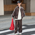 Girls' fall  new collection: versatile printed two-piece set - trendy brand for students, spring/autumn casual leopard print outfit