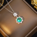 Tz-8040 silver sea blue flower necklace