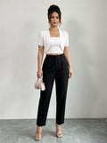 european and american cross-border chic v-neck short-sleeve knitted sweater top for women