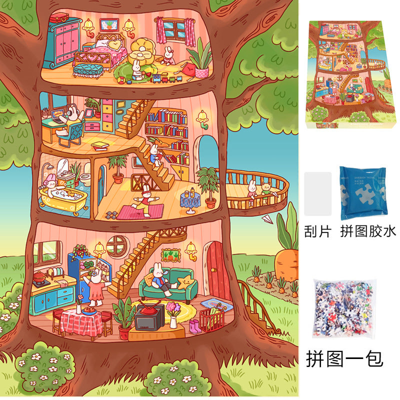 Puzzle adult version 1000 pieces decompression healing system Chinese style flat assembly toy girl puzzle birthday gift