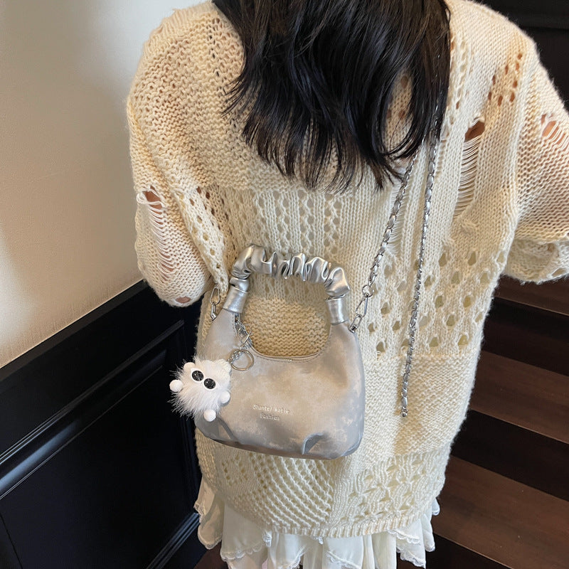 Cross-border high-end niche bag women's summer 2025 new chain shoulder messenger bag women's portable crescent bag