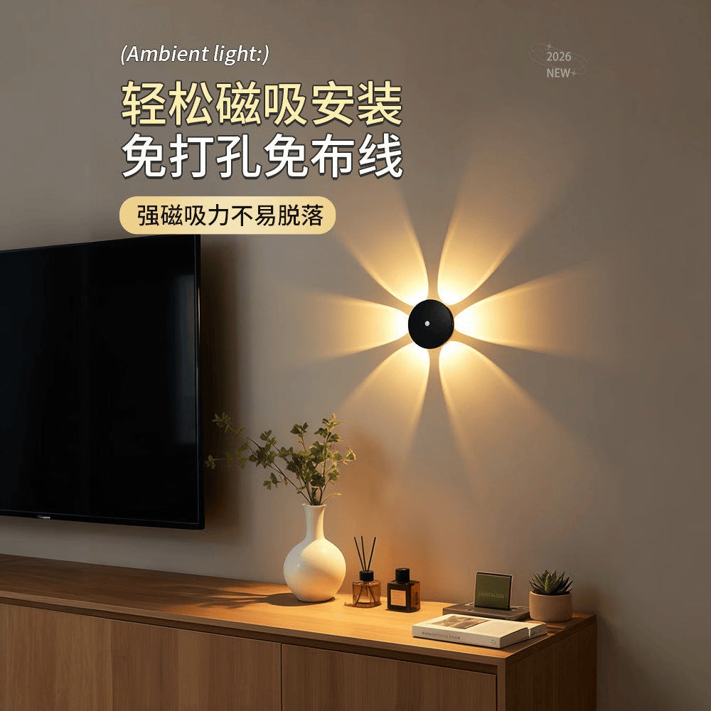 Rechargeable, wire-free, drill-free motion sensor wall light - perfect for hallways, stairs, bedside night light, and floral-style wall lighting