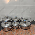 Thermometer suit pot export africa stainless steel multi bottom 14-piece pot set non-stick frying pan milk pot soup pot cookware
