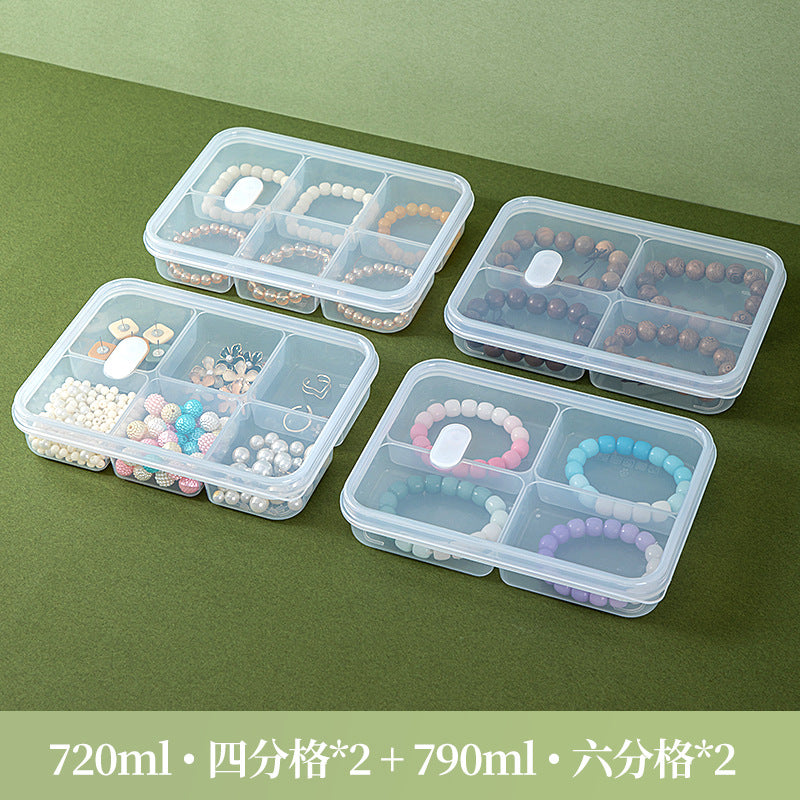 Desktop grid transparent jewelry storage box plastic with lid multi-grid classification Wenwan bracelet beaded storage box