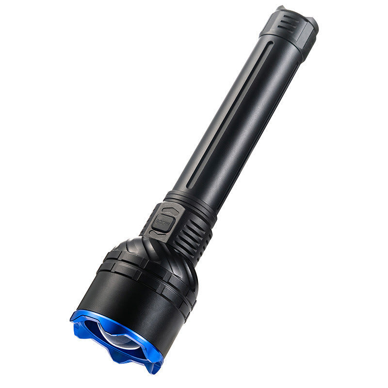 Cross-border new XHP90 strong light Type-C charging, telescopic zoom white laser LED power display flashlight