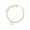 European and american minimalist micro-paved zircon stainless steel chain letter anklet - 26 english alphabet pendant anklet for couples