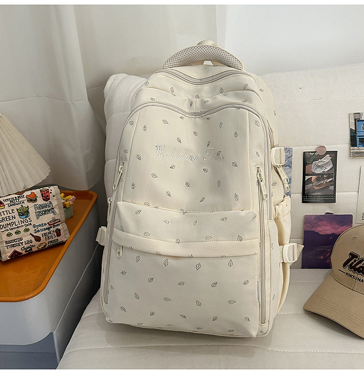Japanese ginkgo leaf high-value backpack - stylish school bag for middle and high school students, women's casual, fresh, sweet, and large capacity backpack