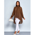 Shipped:  spring/summer new women's loose-fit versatile irregular chiffon long-sleeve fashion shirt