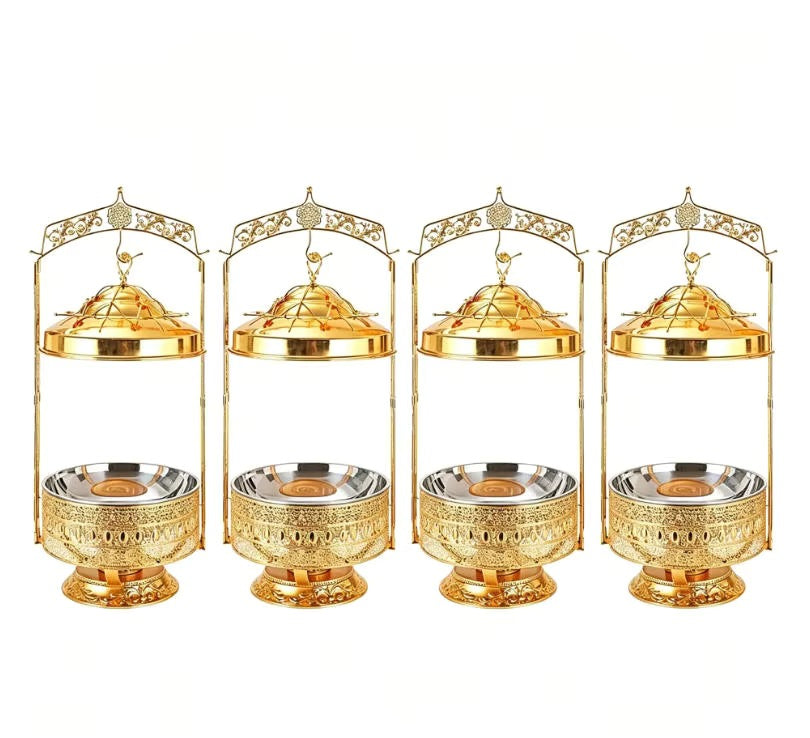 Luxury stainless steel gold buffet warming tableware, hotel restaurant commercial buffet stove - in stock