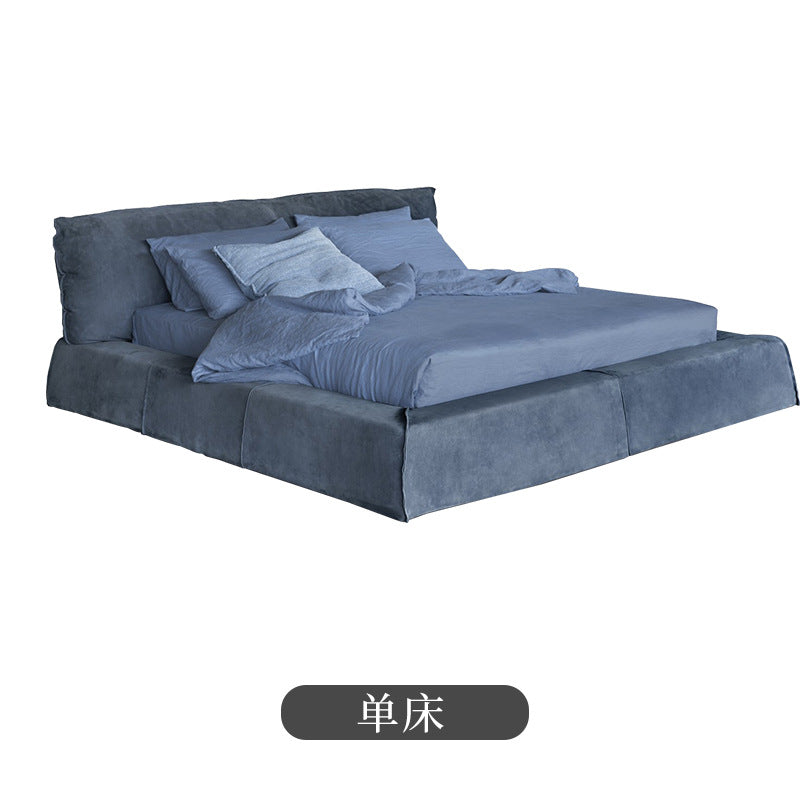 Italian normcore paris bed designer down soft bag nubuck leather master bedroom accessible luxury double leather bed