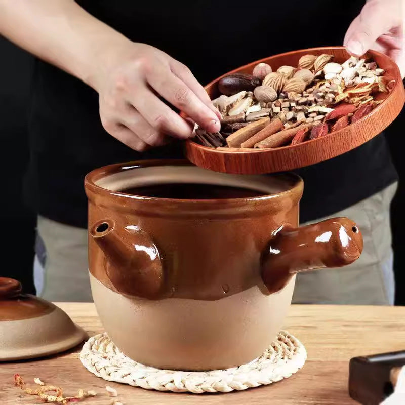 Old-fashioned chinese medicine pot for boiling medicine, casserole, for home, medicine pot, frying pan, medicine pot, special medicine pot for boiling medicine, earthenware pot