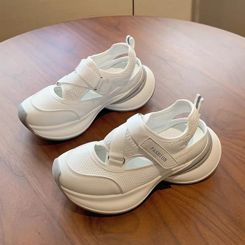 Thick solecasualwhite shoes women's cut out breathable dad shoes women's 2026 summer new outwear running sports sandals