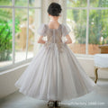 girls' dresses: new high-end gray sequin princess gown, evening dress, french style for older girls, hostess outfit