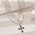 Hip-hop choker wholesale, european and american cross-border jewelry, multi-layered stacked cross pendant necklace, women's high-end collarbone chain