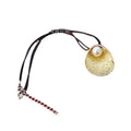 Classic leather chain clasp faux pearl pendant with floral, starfish, and seashell design – perfect for women's gatherings