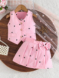 european and american style baby summer outfit: sweet heart pattern kids' set - princess-inspired sleeveless vest dress