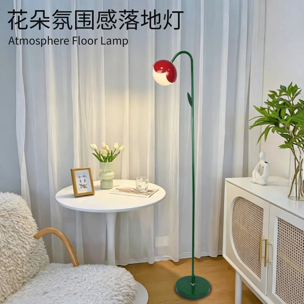 Dopamine floor lamp - perfect for living room sofas, memphis-inspired red flower table lamp, ideal for kids' princess bedrooms as a night light