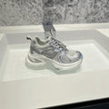 2026 spring/autumn new collection: chunky platform breathable mesh height-increasing dad shoes - space silver thick sole casual sneakers for women