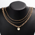 Wholesale alloy round pendant necklaces - european & american style, rhinestone embellished, unique round disc design, long layered necklace, choker