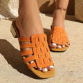 2026 french handmade woven slippers, roman slip-on sandals, non-slip summer slides, fashionable outdoor slides