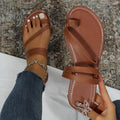 exclusive supply of plus-size women's slippers,  summer new style, solid color round toe, single-strap flat, outdoor casual sandals