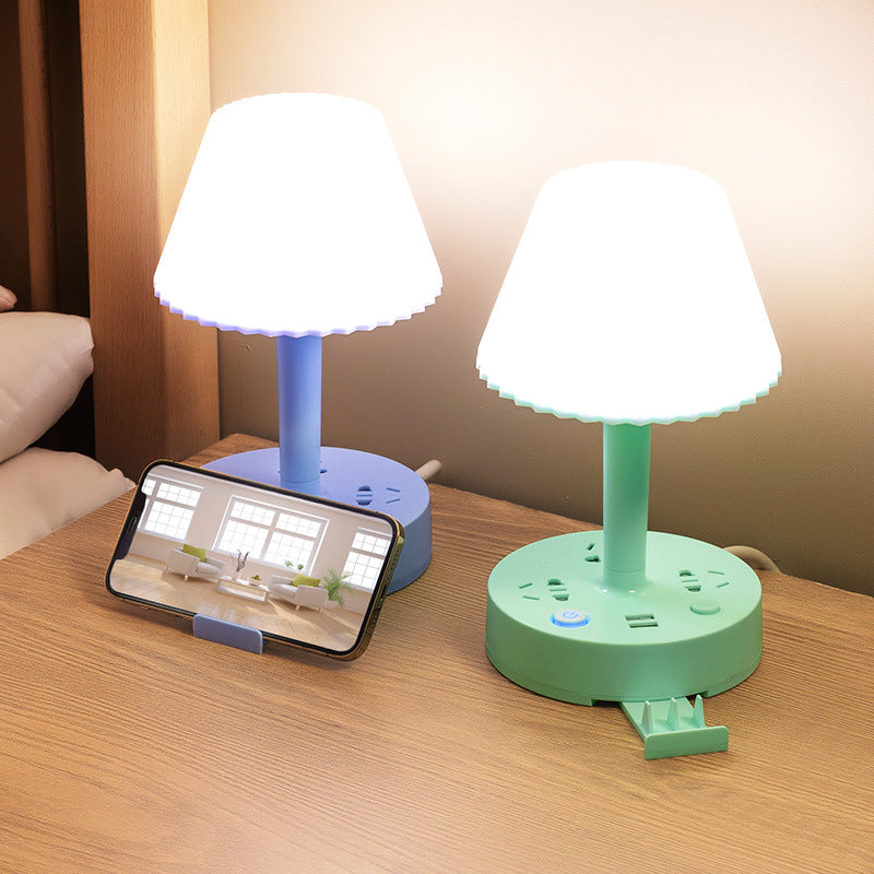 Multifunctional desk lamp socket all-in-one eye protection bedside lamp multi-slot cold and warm light for home remote control bedroom lamp plug strip