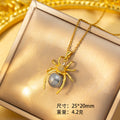 [titanium steel] cross-border hot-selling pearl spider necklace women's personalized fashion earrings ring high-end set accessories