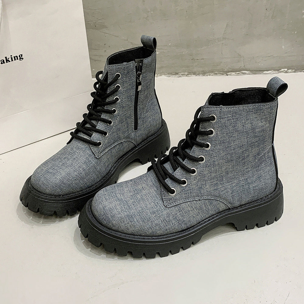 fashionplus sizeboots women exportbritishthick sole single boots retroflats short boots
