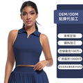 Naked-feel compression sports tank top with polo collar – perfect for yoga, running, and fitness. customization available