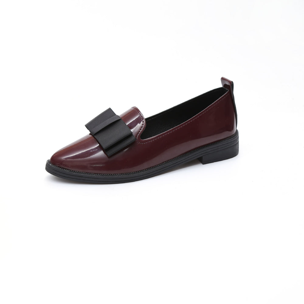 Springk-stylebows pointed toe casuallow ankleflats women's flatsflatscasual slip-on work clothing women's leather shoes