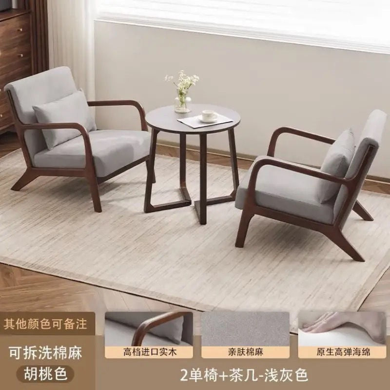 Balcony tea table and chair combination small apartment one table and two chairs household solid wood simple three-piece set reading and drinking tea cp