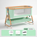 Wood grain aluminum alloy - green cloud - mosquito net style - mattress + mosquito net + base frame