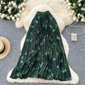 Chiffon midi skirt - women's autumn  new arrival: flattering, flowy, a-line skirt with pleats and floral print