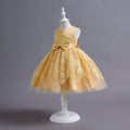 Ready-to-ship wholesale children's formal dresses, beaded floral patterned princess dresses for girls, perfect for everyday wear, birthdays, and banquets, made with satin fabric