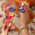 Women's flat sandals colorful cross-border women's shoes amazon fashion style huizhou women's shoes square toe slippers chain vacation