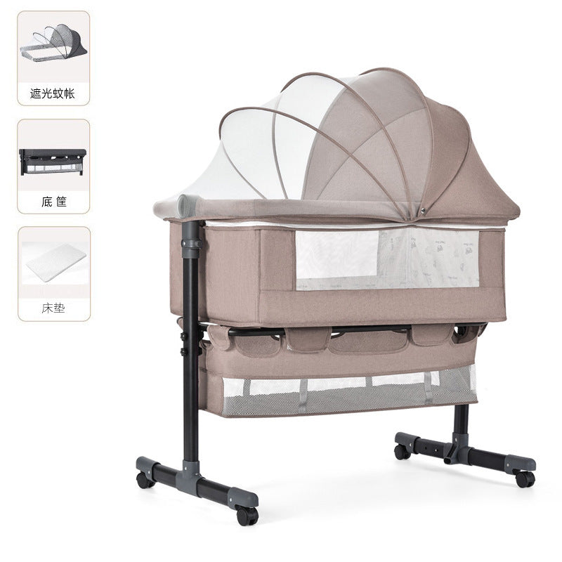Newborn multifunctional crib convertible to big bed, baby bed, bassinet, foldable, mobile, adjustable height, portable