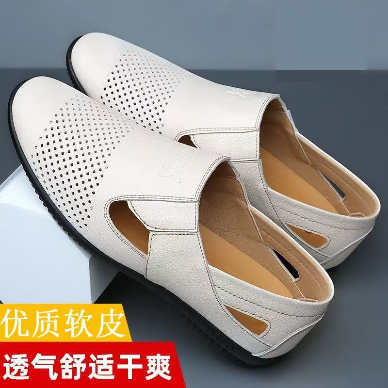 New arrival business hole cool leather shoes men's casual wedding groom british sandals summer breathable youth pointed toe men's shoes