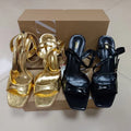 Za2024 spring/summer new arrivals: women's gold ankle strap metallic stiletto sandals