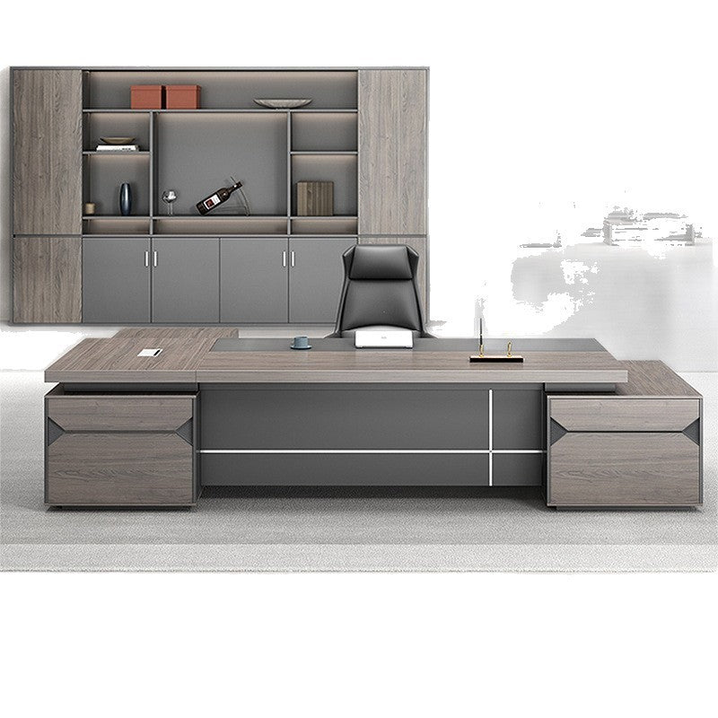 Saint li boss desk and chair set - executive office desk combination - manager's desk - supervisor's desk - single person office desk