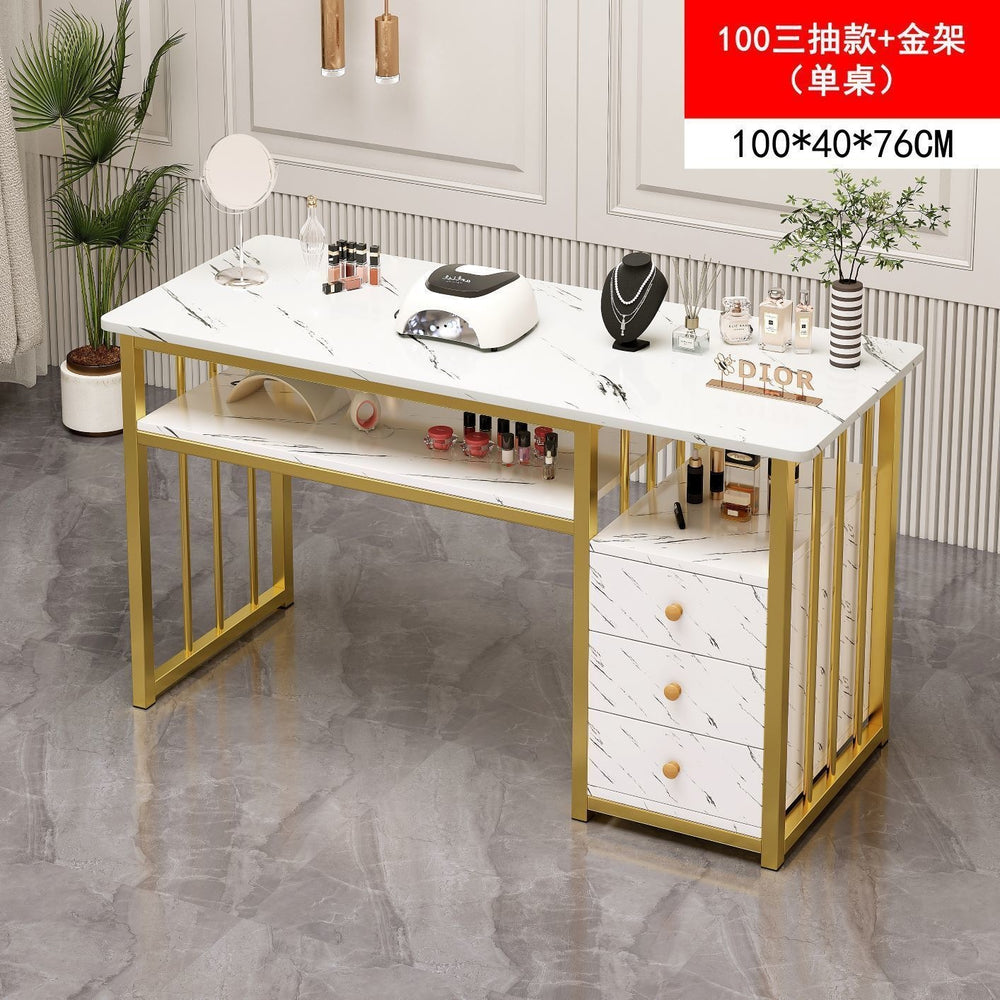 Influencer-approved nail table set: professional nail salon furniture, new light luxury double nail table with solid wood base