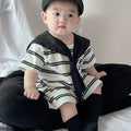 Newborn summer baby short-sleeve romper - cute cartoon design, lightweight outerwear, perfect for full month celebration, adorable summer outfit, snap-crotch bodysuit