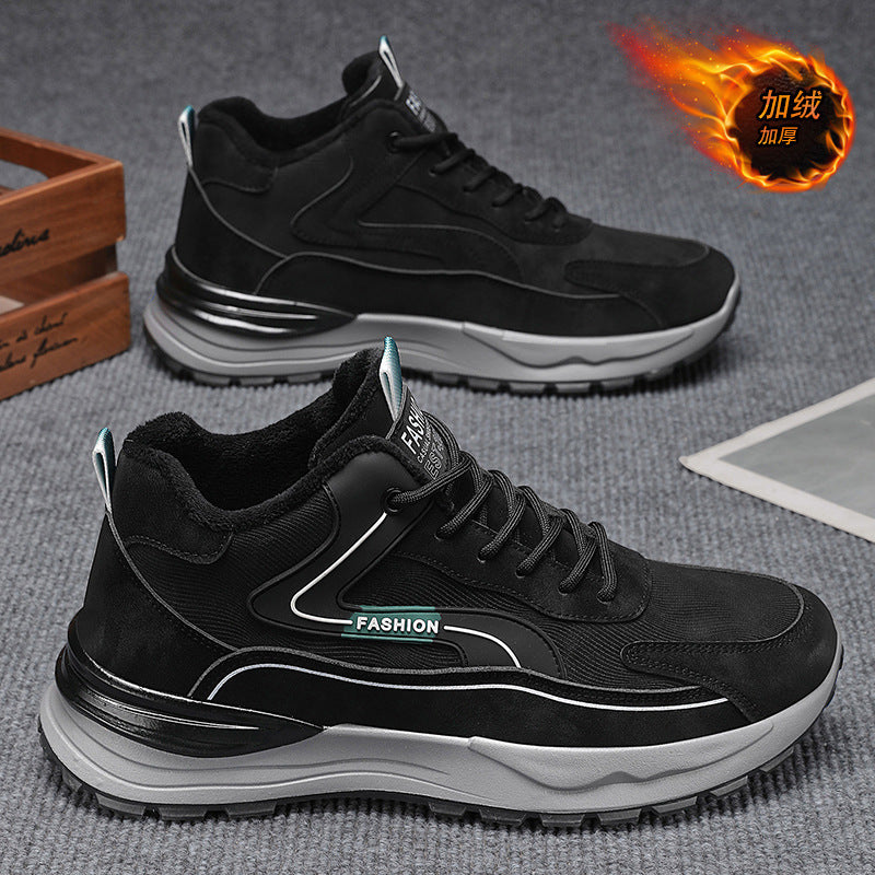 Winter new men's shoes: fleece-lined, warm, double-layer cotton shoes for men - waterproof, slip-resistant, work safety, wear-resistant, thick-soled athletic shoes