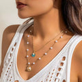 European and american cross-border jewelry: ocean-themed metal starfish and seashell necklace set with designer faux pearl chain
