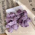 Purple flower earrings for women, super fairy atmosphere, forest style, versatile earrings for women, holiday style, exaggerated fashion ear accessories