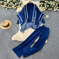Lazy style sweatersuit women's autumcasualeasiest for match high collar knittingtopsloose outer shawl high waistpants