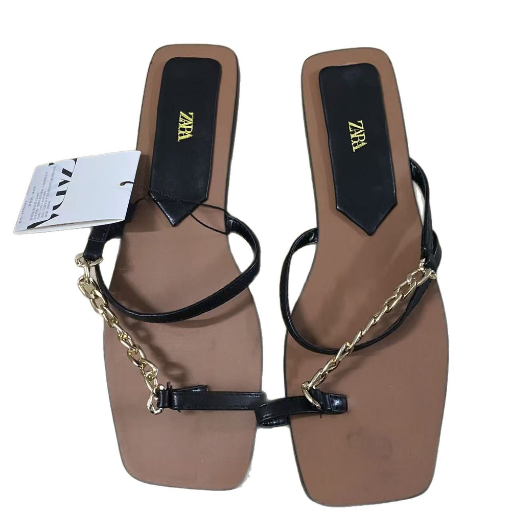 Za2025 new women's high heel sandals - metal letter buckle, stiletto heel, cowhide leather, everyday casual, versatile outdoor wear