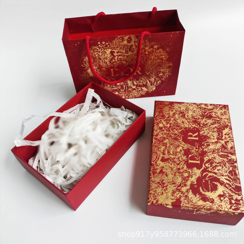 Di's new perfume gift box empty box lipstick box blue and gold portable gift bag packaging gift box gift bag