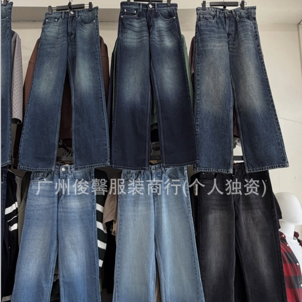 New arrival american high street menstraight-legjeanspantsin stock wholesalemen jeans wholesale