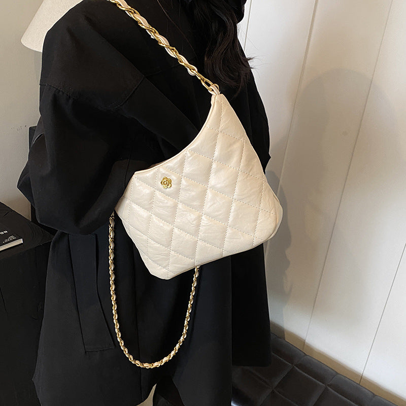 Rhombus chain bag women's 2023 new trendy fashion retro underarm bag niche texture shoulder bag crossbody bag